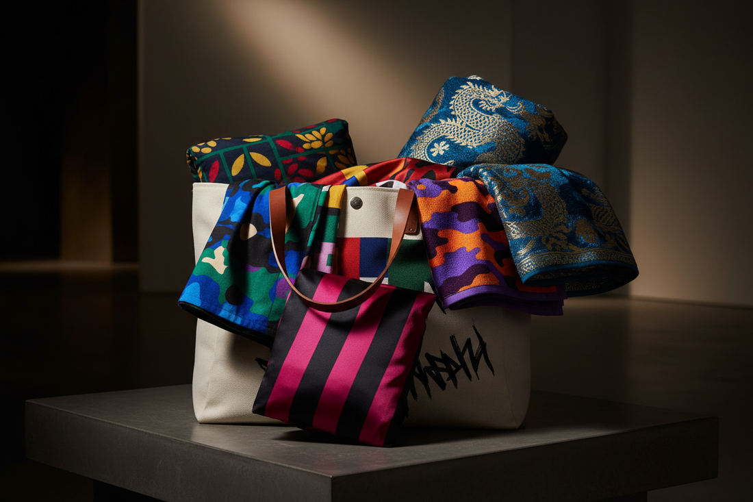 Sac cabas rempli de linge plié aux couleurs vives, prêt pour le parloir