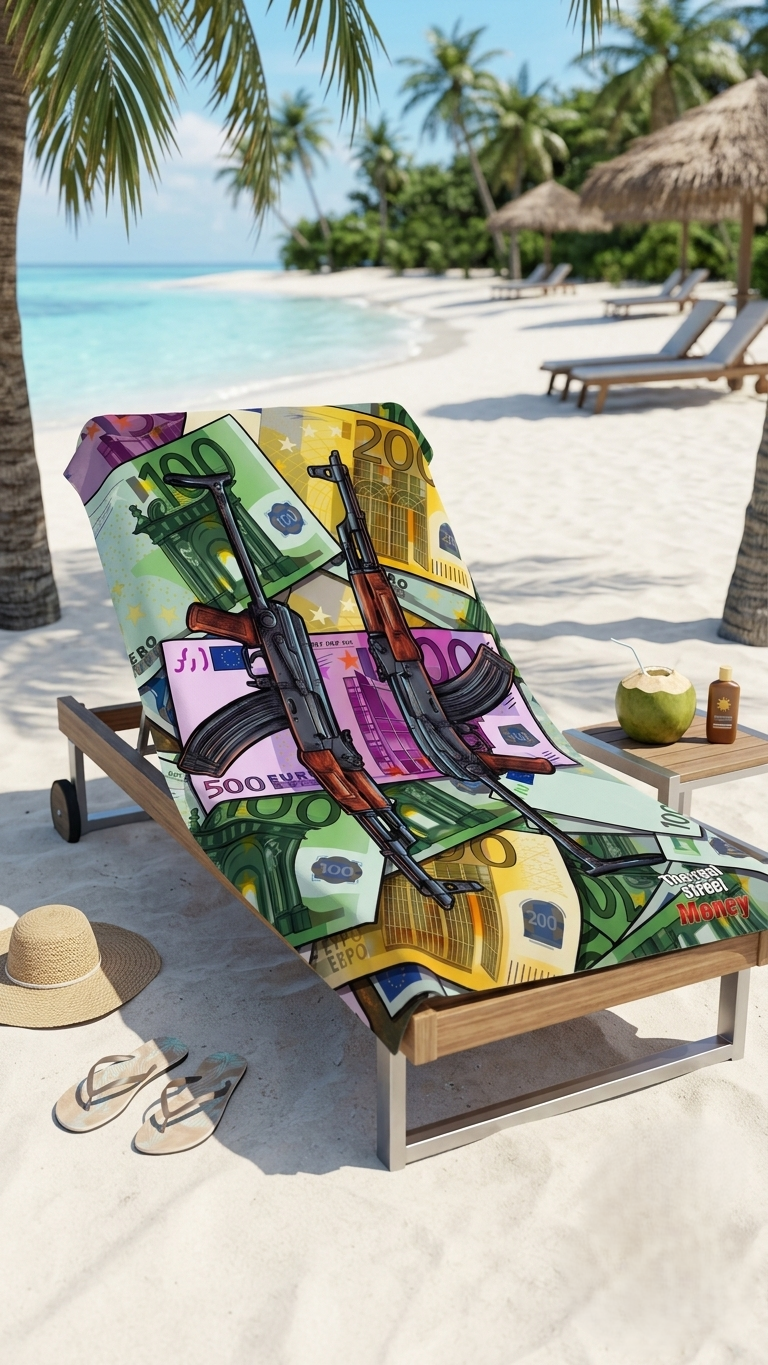Serviette de Plage Microfibre "Street Money" – L'Accessoire Ultime de l'Été