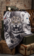 Drapeaux Décoratifs Félins Bébé - Lion Blanc, Tigre Blanc & Jaguar Mapuche Arts