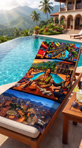 Serviette de Plage Microfibre "The Real Street Colombia" – Le Pouvoir et le Style Tropical