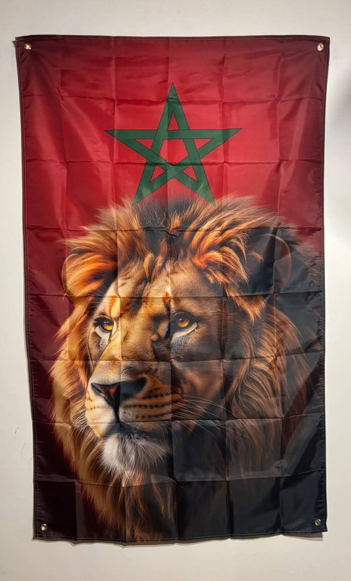 Drapeau Décoratif Maroc - Lion de l'Atlas
